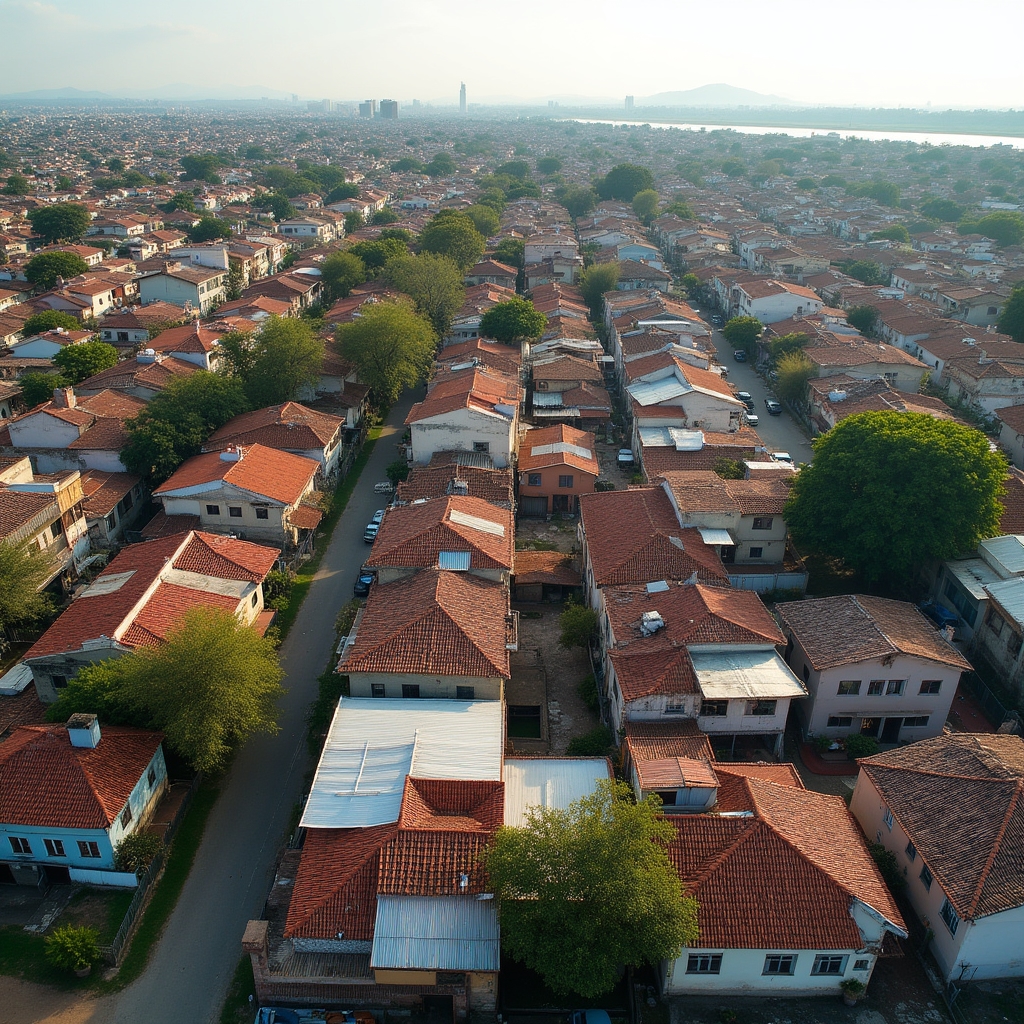 Aerial view of Asunción Paraguay showing urban residential and commercial properties