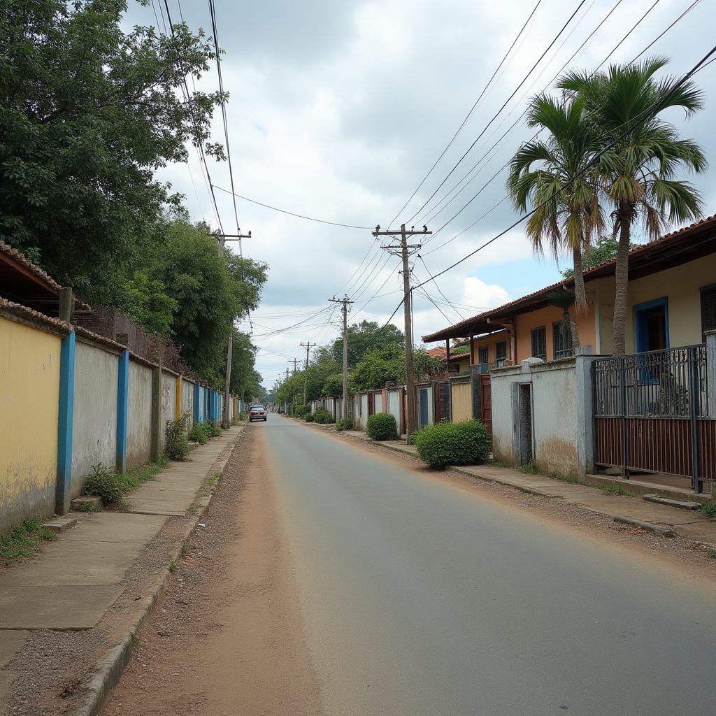Suburban residential neighborhood in the Central Department of Paraguay with houses and streets